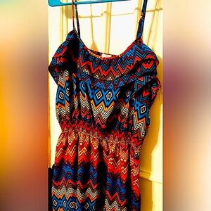 Xhilaration Colorful Geometric Sundress Size XXL Southwest VACA Resort Wear